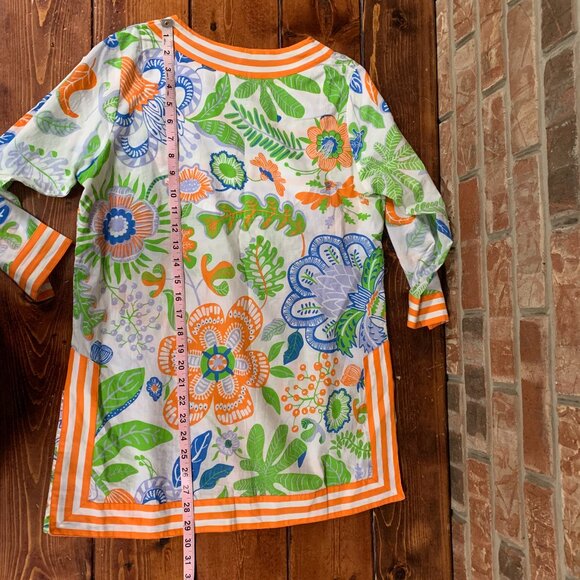 Gretchen Scott Floral Striped Women's Small V-Neck Relaxed Tunic Top Blouse EUC - Picture 9 of 12